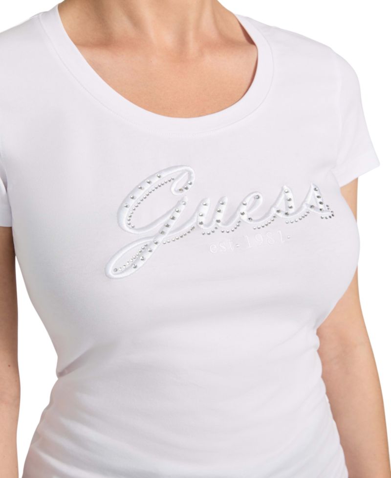 Women's Embroidered Rhinestone Logo T-Shirt