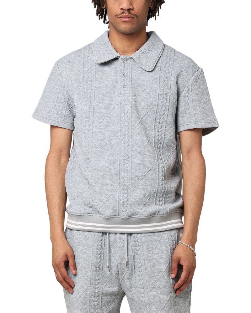 Men's Danny Knit Polo Shirt- Grey, M