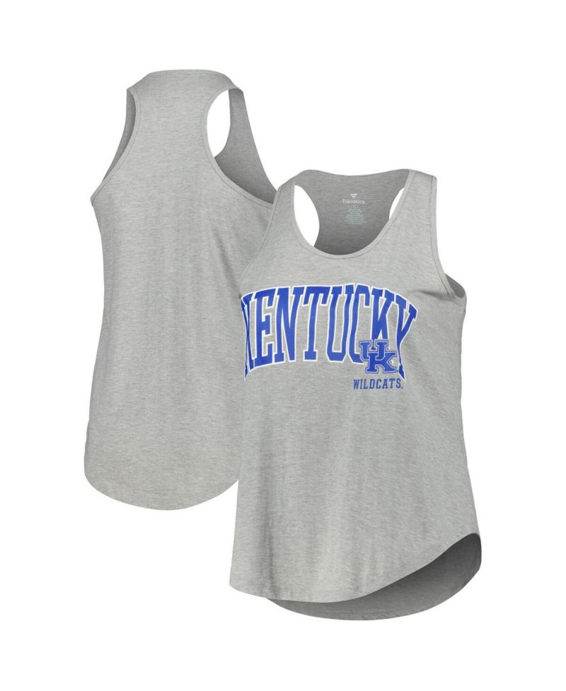 Women's Heather Gray Kentucky Wildcats Arch Logo Racerback Scoop Neck Tank Top
