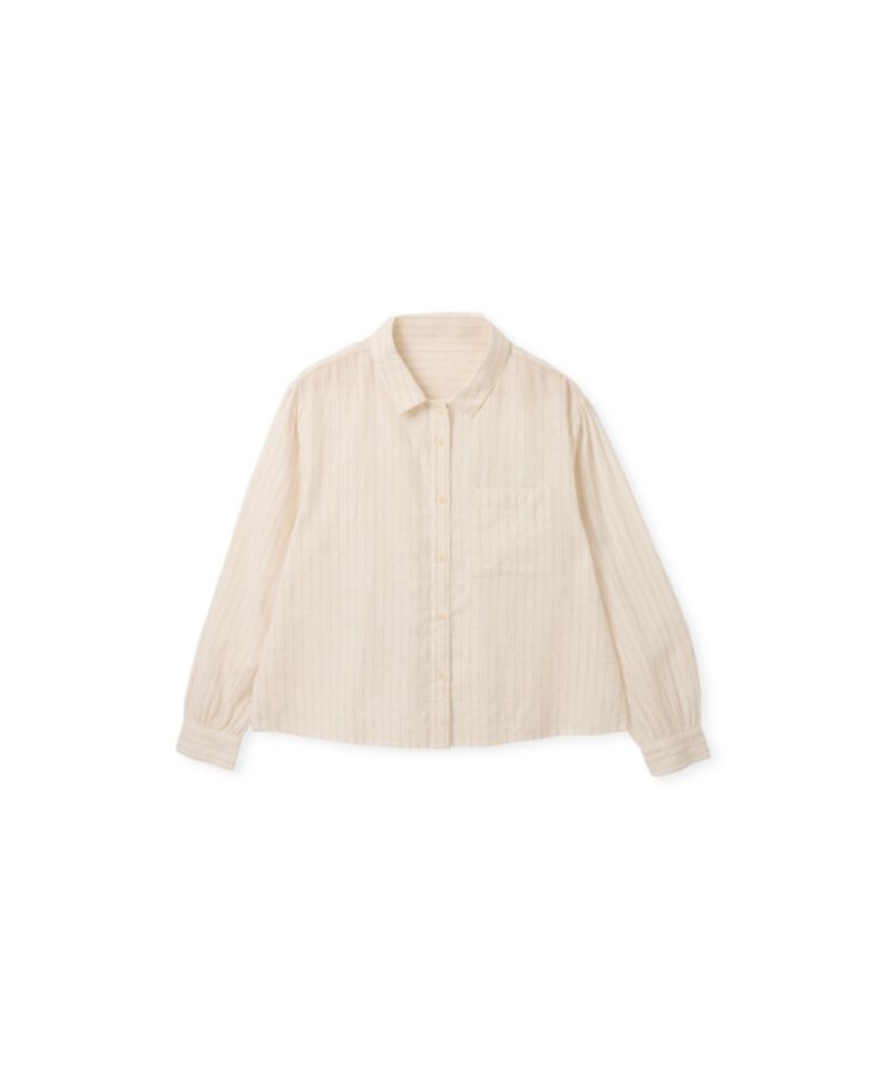 Women's Draped Boxy Collared Striped Button-Up Shirt