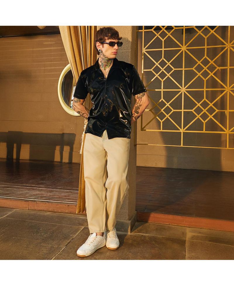 Men's Raven Black Patent Solid Shirt