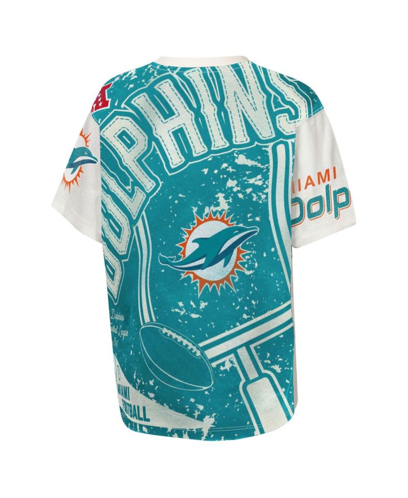 Big Boys and Girls Cream Miami Dolphins Top Player T-Shirt