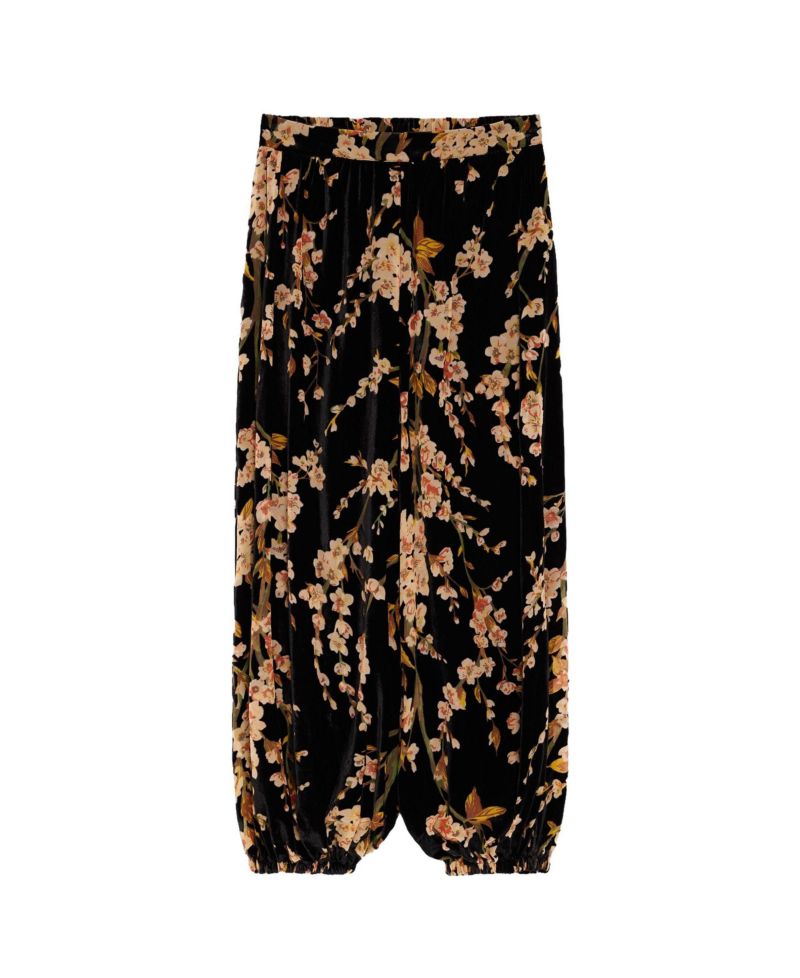 Women's Velvet floral balloon trousers