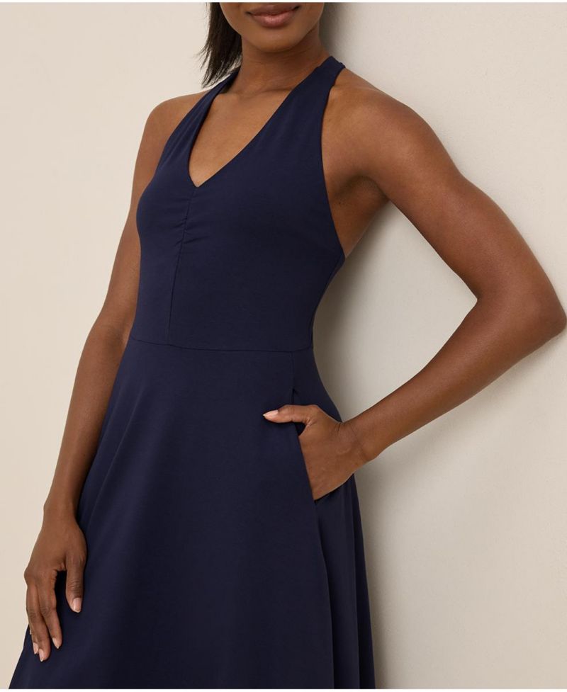 Women's Fit & Flare Gathered Halter Dress