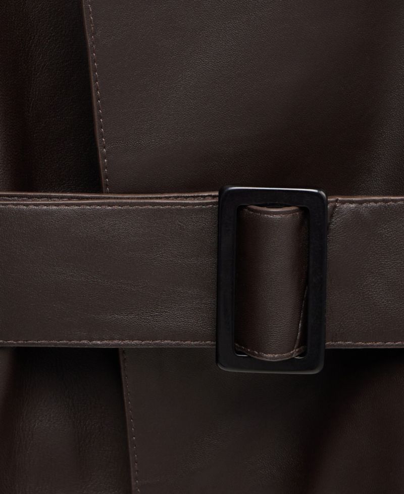 Women's Selection Leather Belted Cropped Trench Jacket
