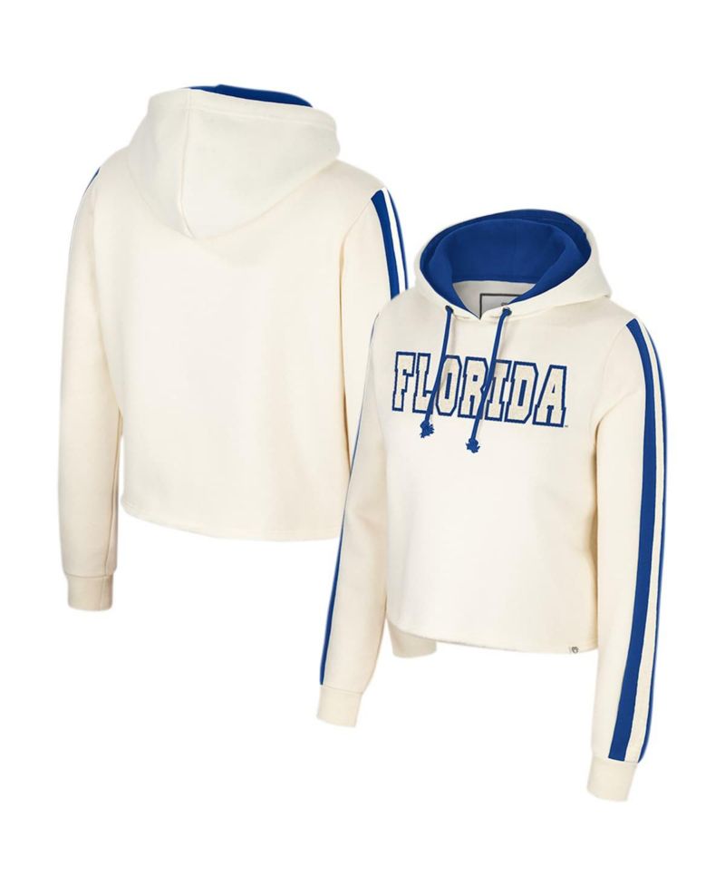 Women's Cream Florida Gators Perfect Date Cropped Pullover Hoodie