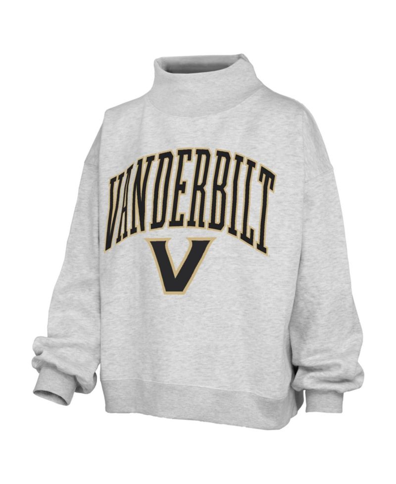 Women's Vanderbilt Commodores Nelson Texture Lingo Oversized Mock-Neck Fleece Sweatshirt