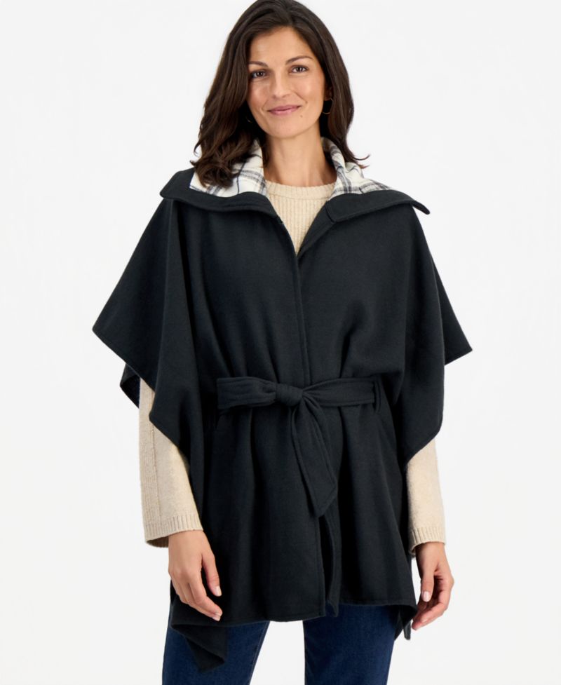 Women's Oversized-Collar Belted Topper