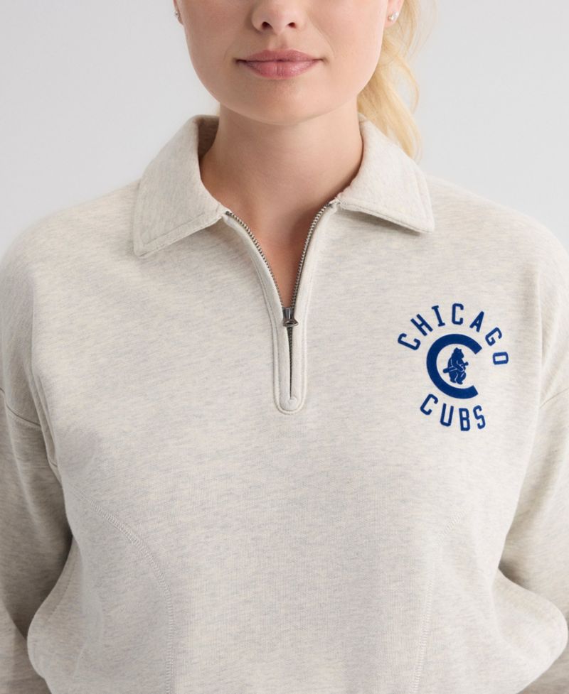 Women's Chicago Cubs Quarter-Zip Cropped Sweatshirt