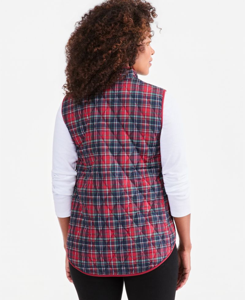 Petite Quilted Plaid Puffer Vest, Macy's Exclusive