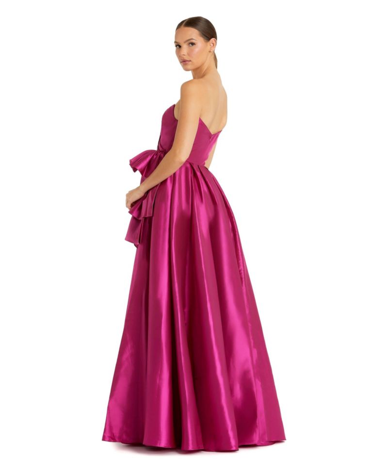 Women's Strapless Taffeta Gown With Ruffle Detail