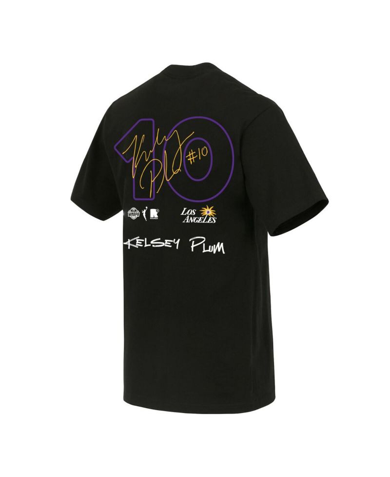 Men's and Women's Black Kelsey Plum Los Angeles Sparks Boxy Signature Name & Number T-Shirt