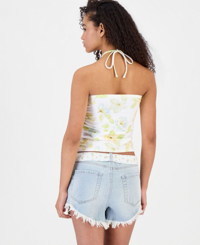 Juniors' Ruched Halter Tube Top