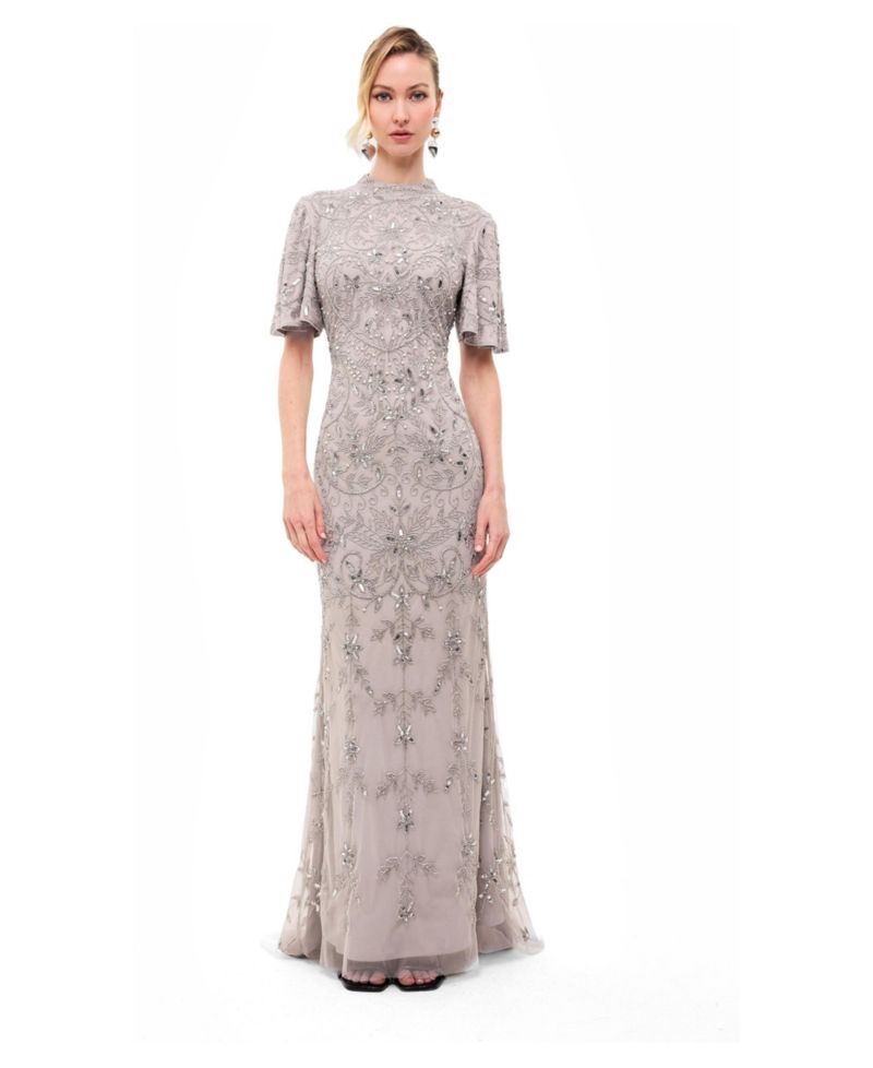 Women's Embellished Sequins High Neck Dress