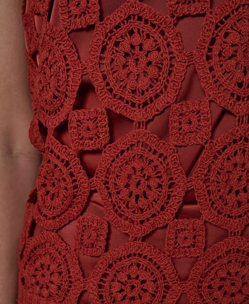 Women's Crewneck Crochet Shell Sweater