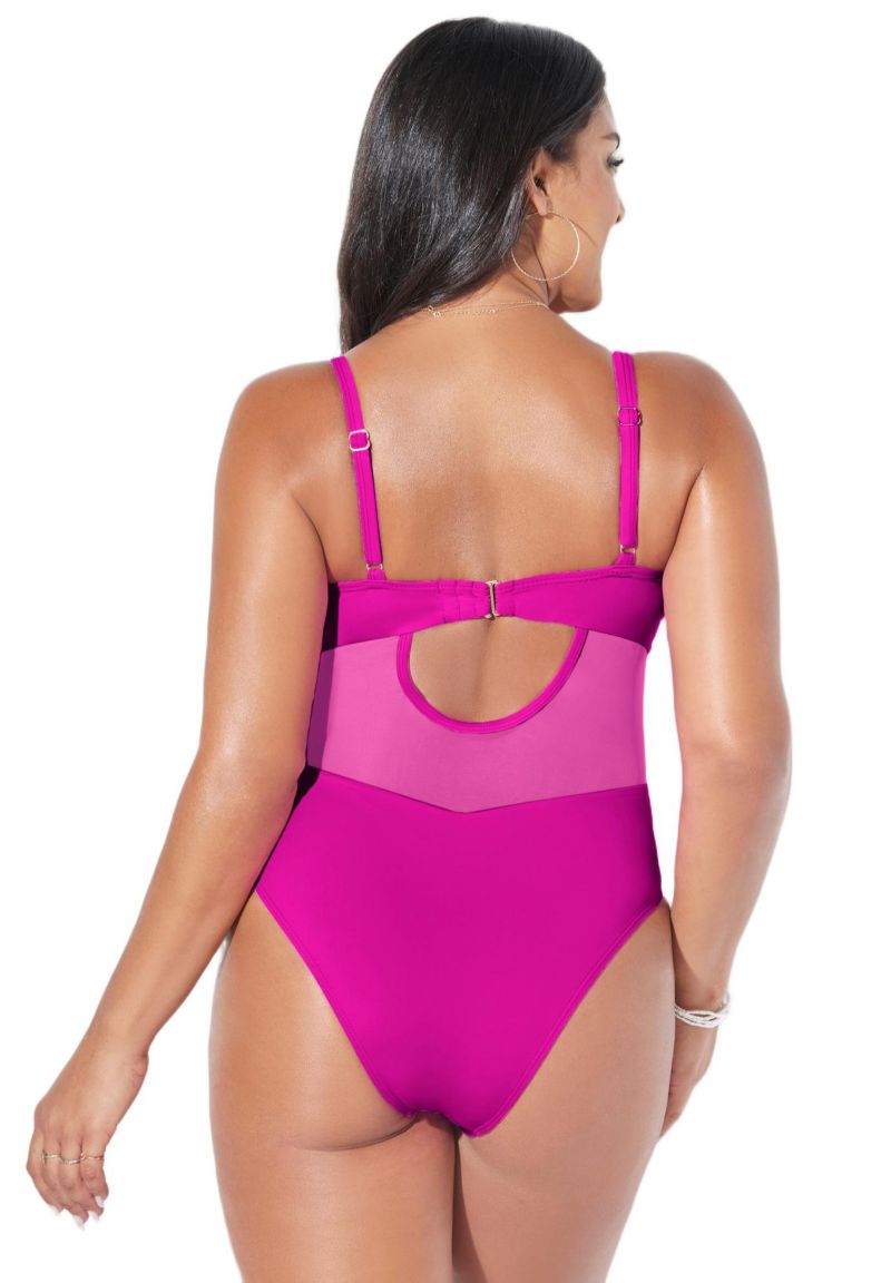 Women's Cup Mesh Underwire One Piece Swimsuit