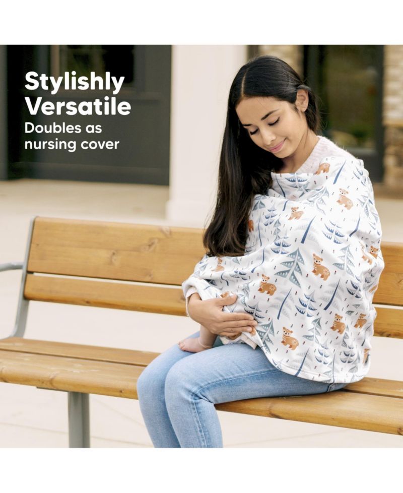 Warmzy Baby Car Seat Cover, Universal Stretch Fit Infant Carseat Covers for Babies, Winter Carseat Canopy