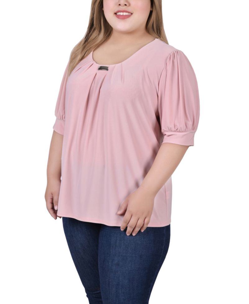 Petite Short Sleeve Balloon Sleeve Top