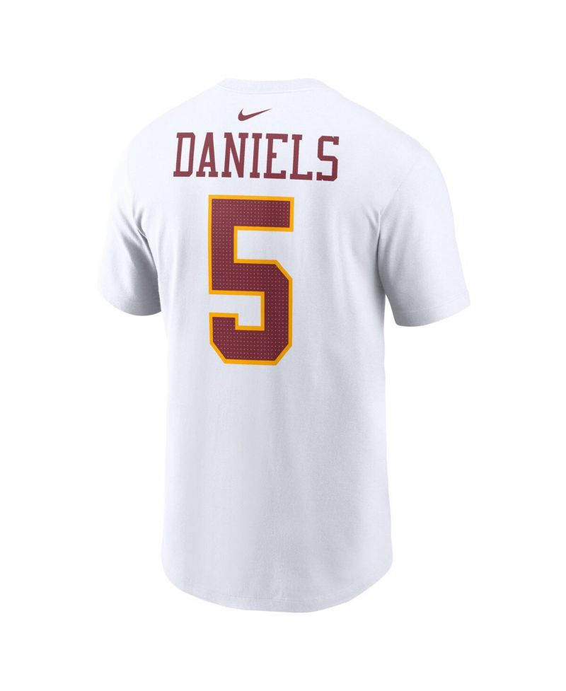 Men's Jayden Daniels White Washington Commanders Player Name & Number T-Shirt