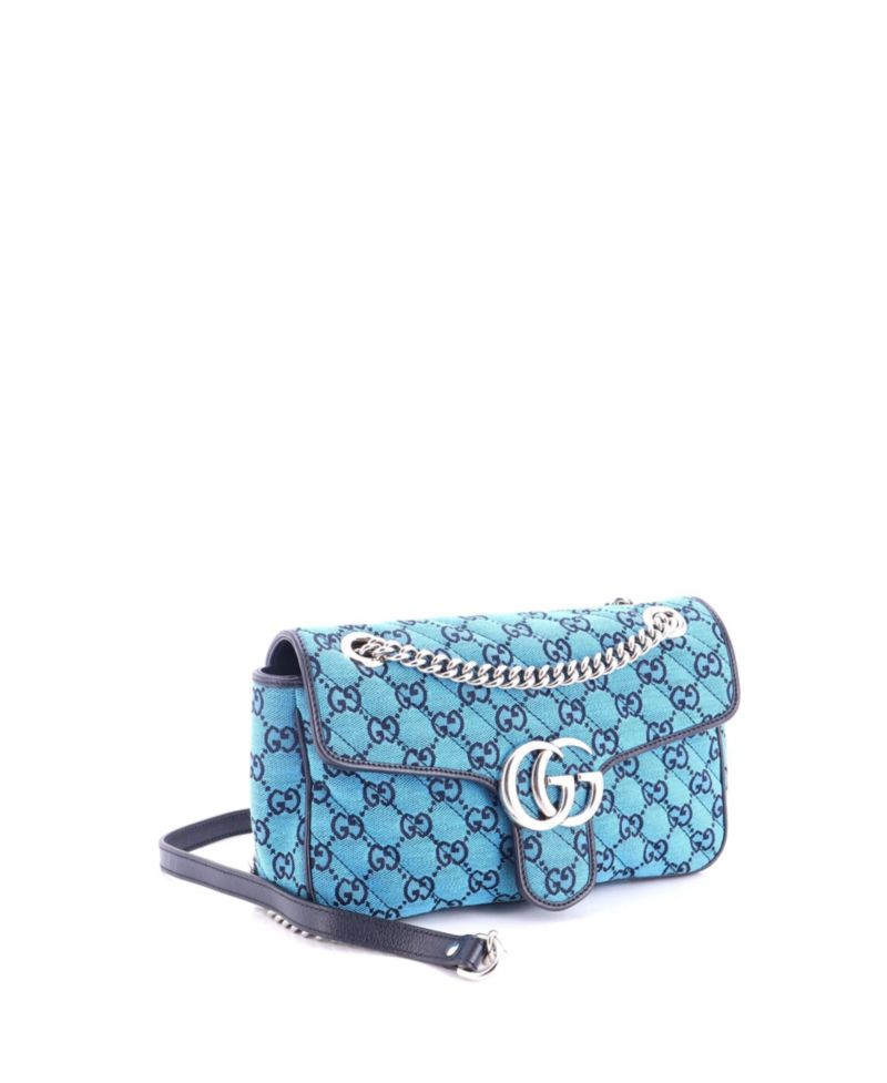 Small GG Marmont Flap Bag Diagonal Quilted GG Canvas with Leather