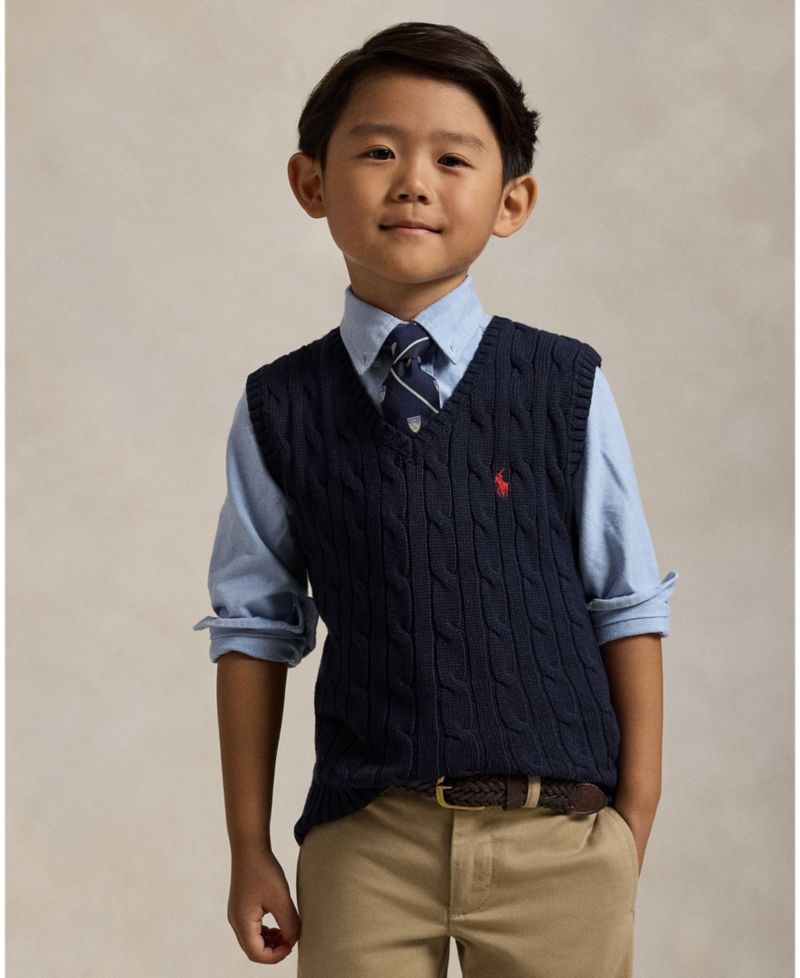 Toddler and Little Boys Cable-Knit Sweater Vest