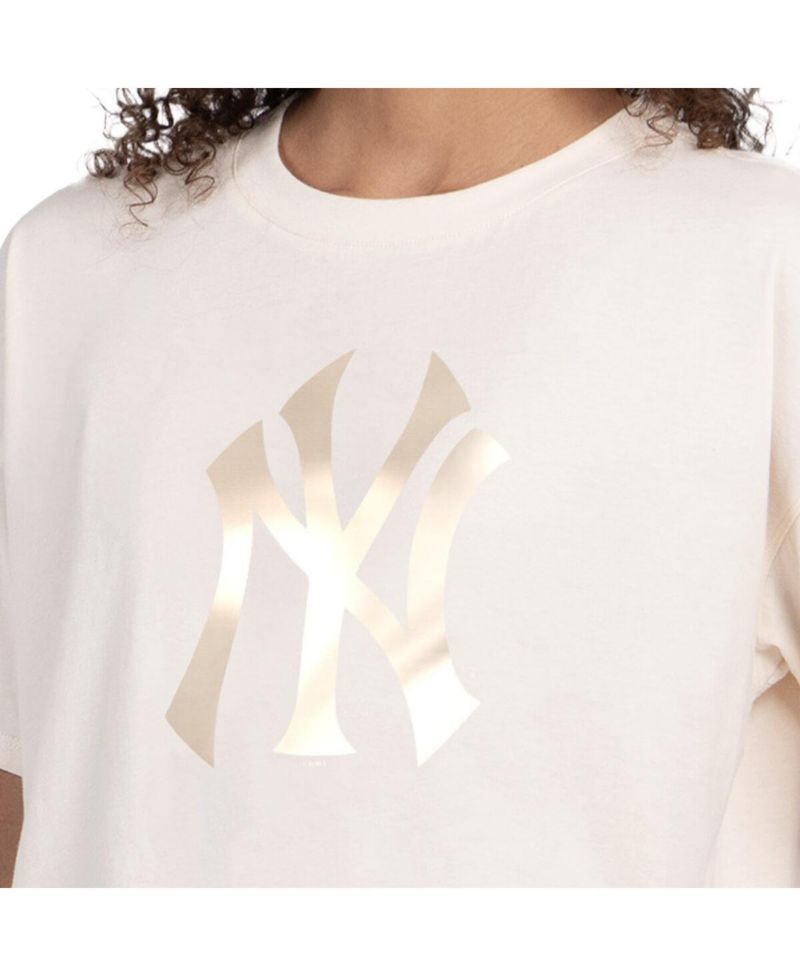 Women's Cream New York Yankees Pastels Boxy Cropped T-Shirt