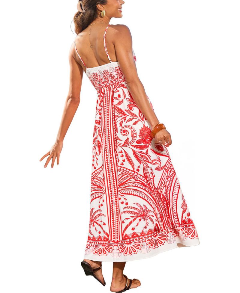 Women's Palm Tree Lane Tropical Maxi Beach Dress