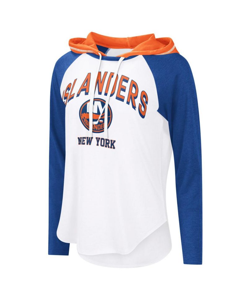 Women's White New York Islanders VIP Raglan Long Sleeve Hoodie T-Shirt