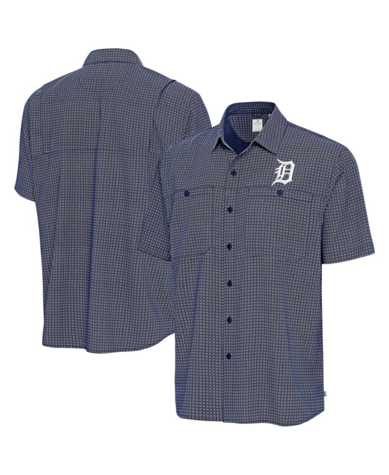 Men's Navy Detroit Tigers Mosaic Button-Up Shirt