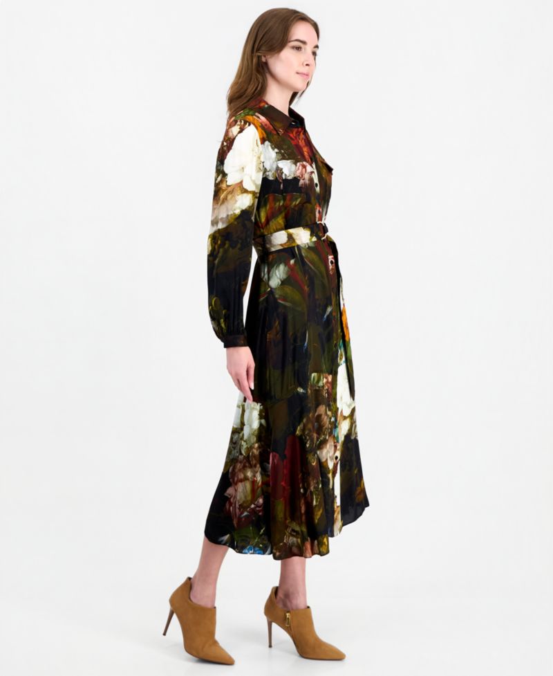 Women's Mika Long-Sleeve Floral-Print Midi Dress
