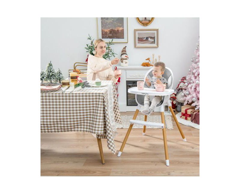4-in-1 Convertible Baby High Chair Infant Feeding Chair with Adjustable Tray