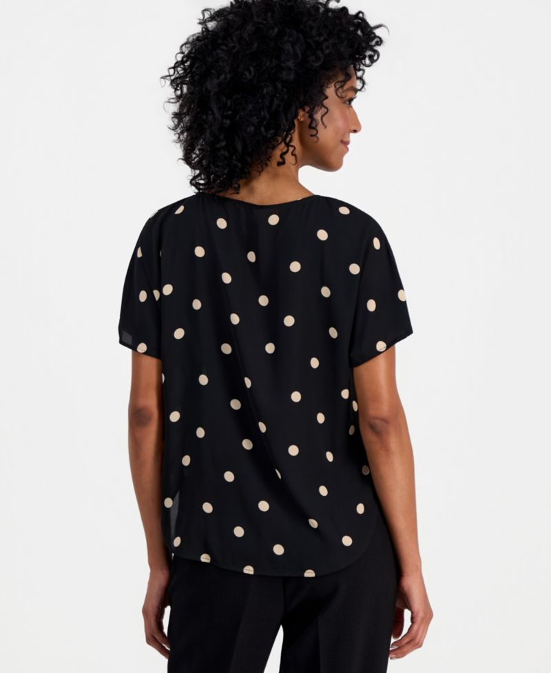 Petite Printed Boat-Neck Top