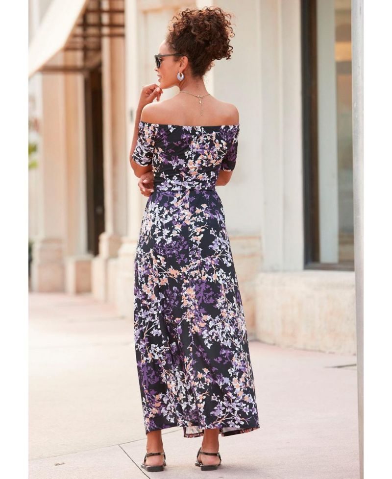 Women's Floral Print Off Shoulder Multiway Maxi Dress