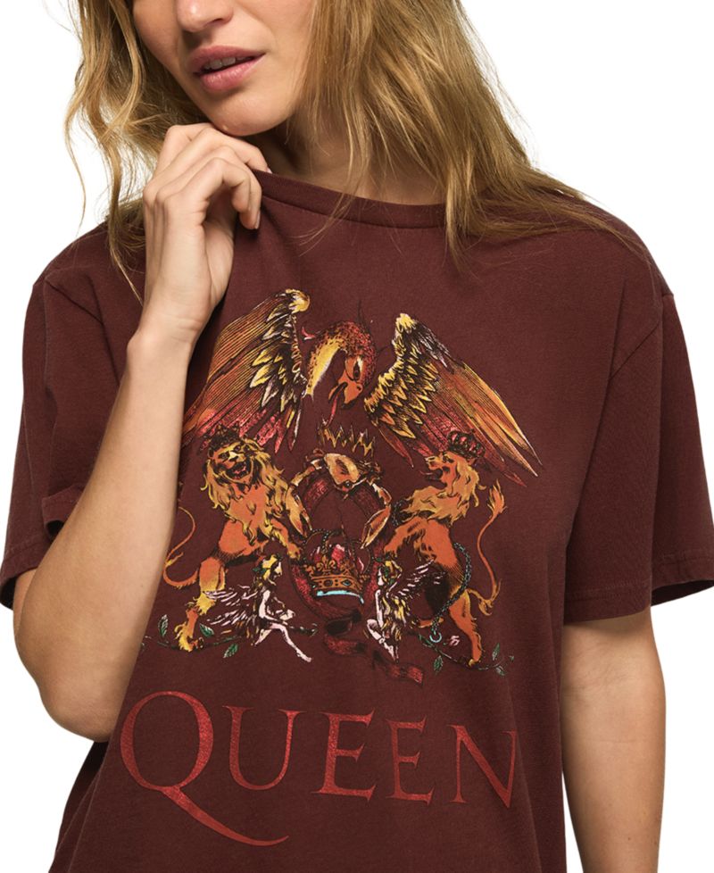 Women's Lion Crest Boyfriend Graphic Retro T-Shirt