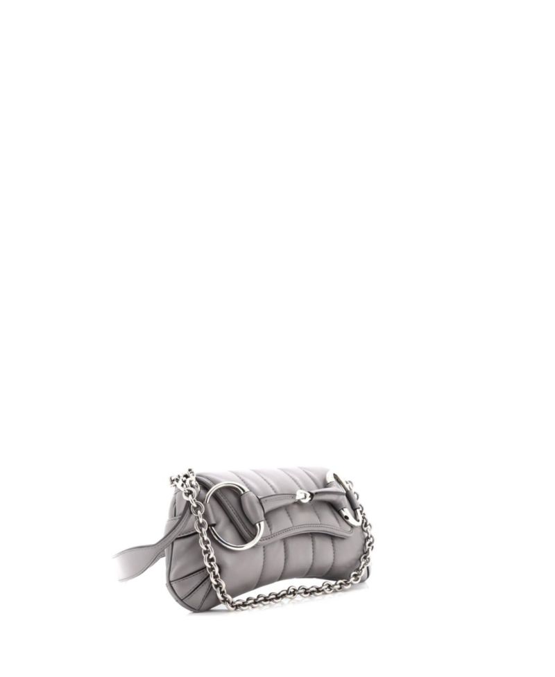 Small Horsebit Chain Shoulder Bag Vertical Quilted Leather