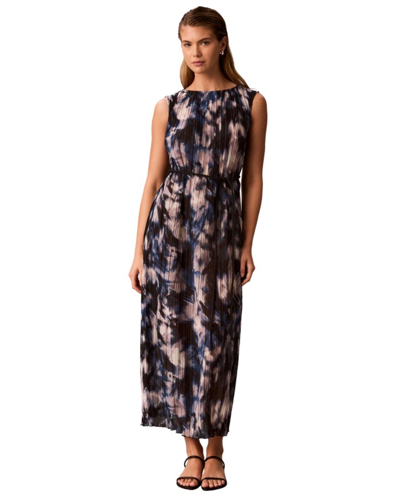 Women's A-Line Sleeveless Printed Midi Dress