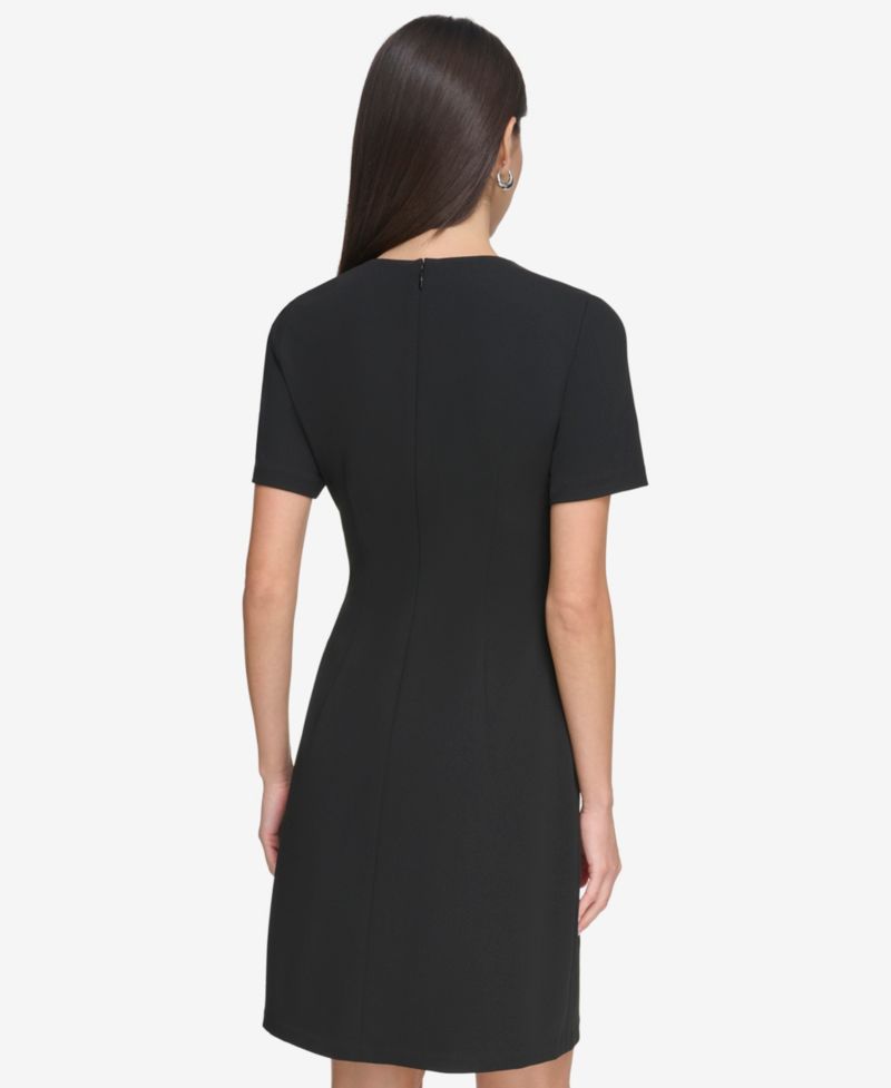 Women's Pleated Skirt Detail Short-Sleeve Dress
