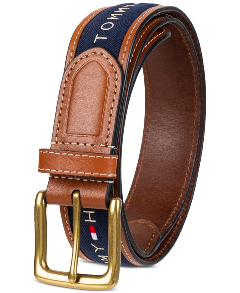 35MM Men's Tri-Color Ribbon Inlay Leather Belt