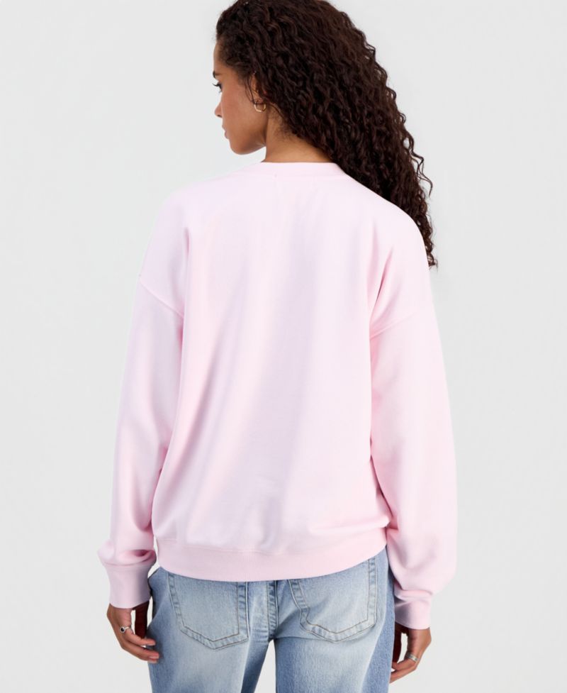 Juniors' Snoopy Pumpkin Embroidered Sweatshirt