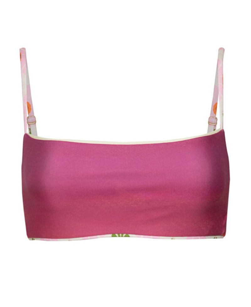 Women's Pastel Flourish Scape Athletic Reversible Bikini Top