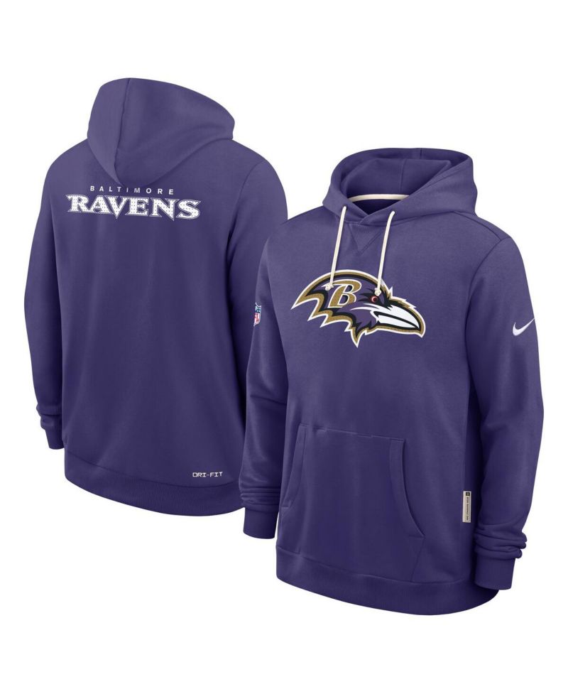 Men's Purple Baltimore Ravens Sideline Initial Home Performance Pullover Hoodie