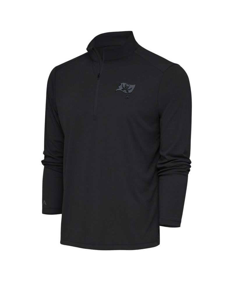 Men's Charcoal Tampa Bay Buccaneers Tonal Logo Tribute Quarter-Zip Pullover Sweatshirt