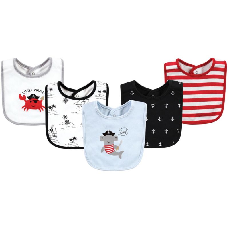 Boys 5Pk of Soft Interlock Baby Bibs
