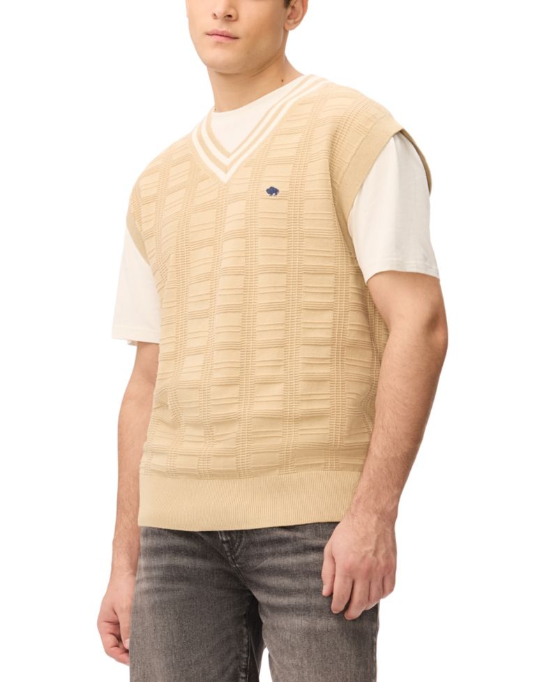 Men's Subtle Geometric Texture V-Neckline Sweater