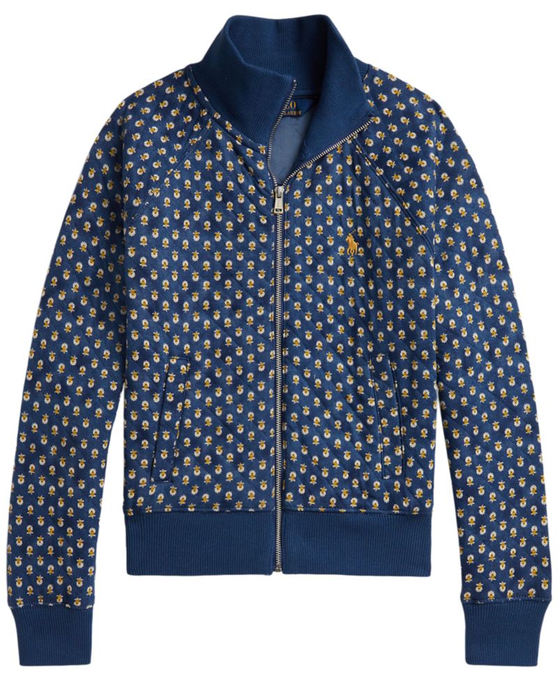 Girls' 7-16 Floral Quilted Double-Knit Jacket