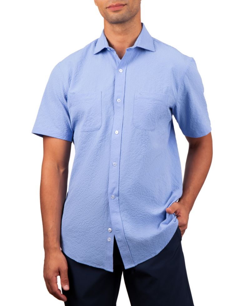 Men's Solid Seersucker Short Sleeve Shirt