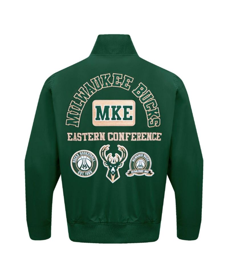 Men's Hunter Green Milwaukee Bucks Area Code Twill Full-Zip Jacket