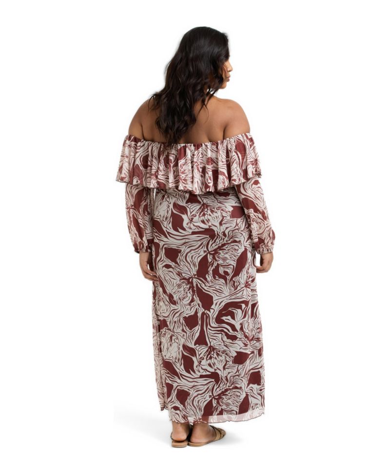 Women's Curve Ruffle Bardot Midaxi Dress
