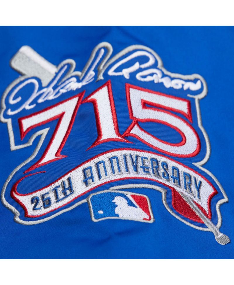 Men's Hank Aaron Royal Atlanta Braves Legends Collection Vintage Satin Full-Snap Jacket