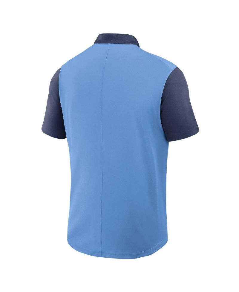 Men's Light Blue/Navy Minnesota Twins Cooperstown Collection Color-Block Victory Performance Polo Shirt